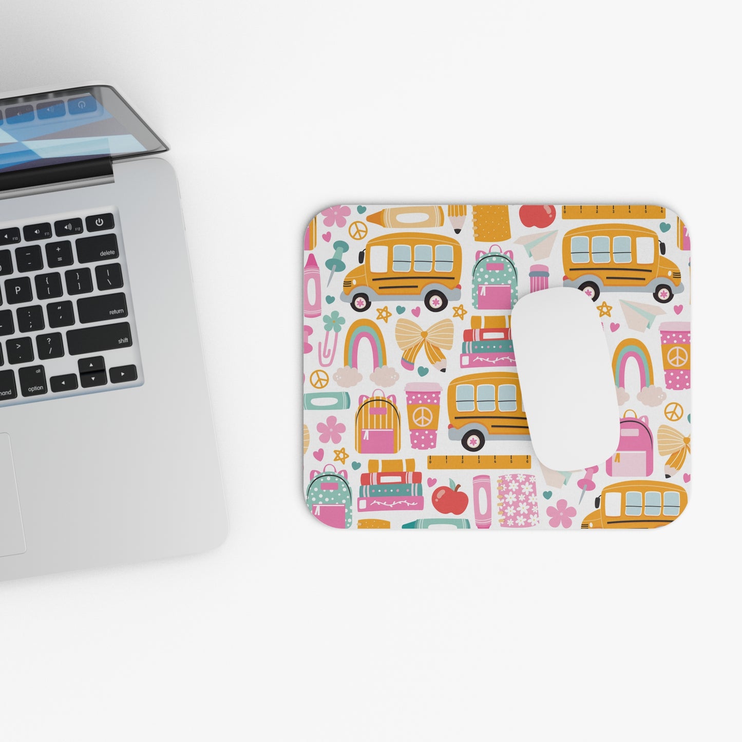School Bus Pattern Mouse Pad | Back to School, Cute Stationery Icons