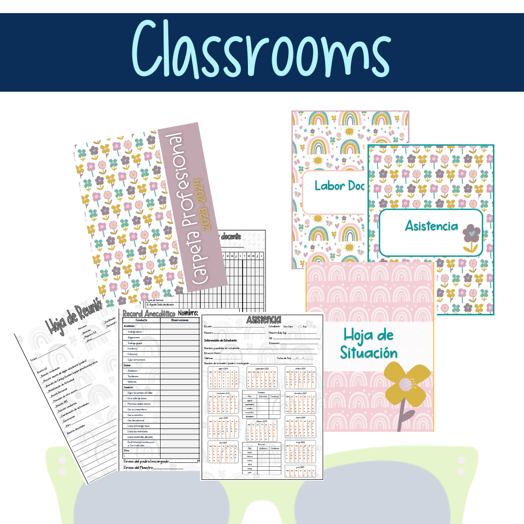 Rainbow & Flowers Digital Classrooms Decor