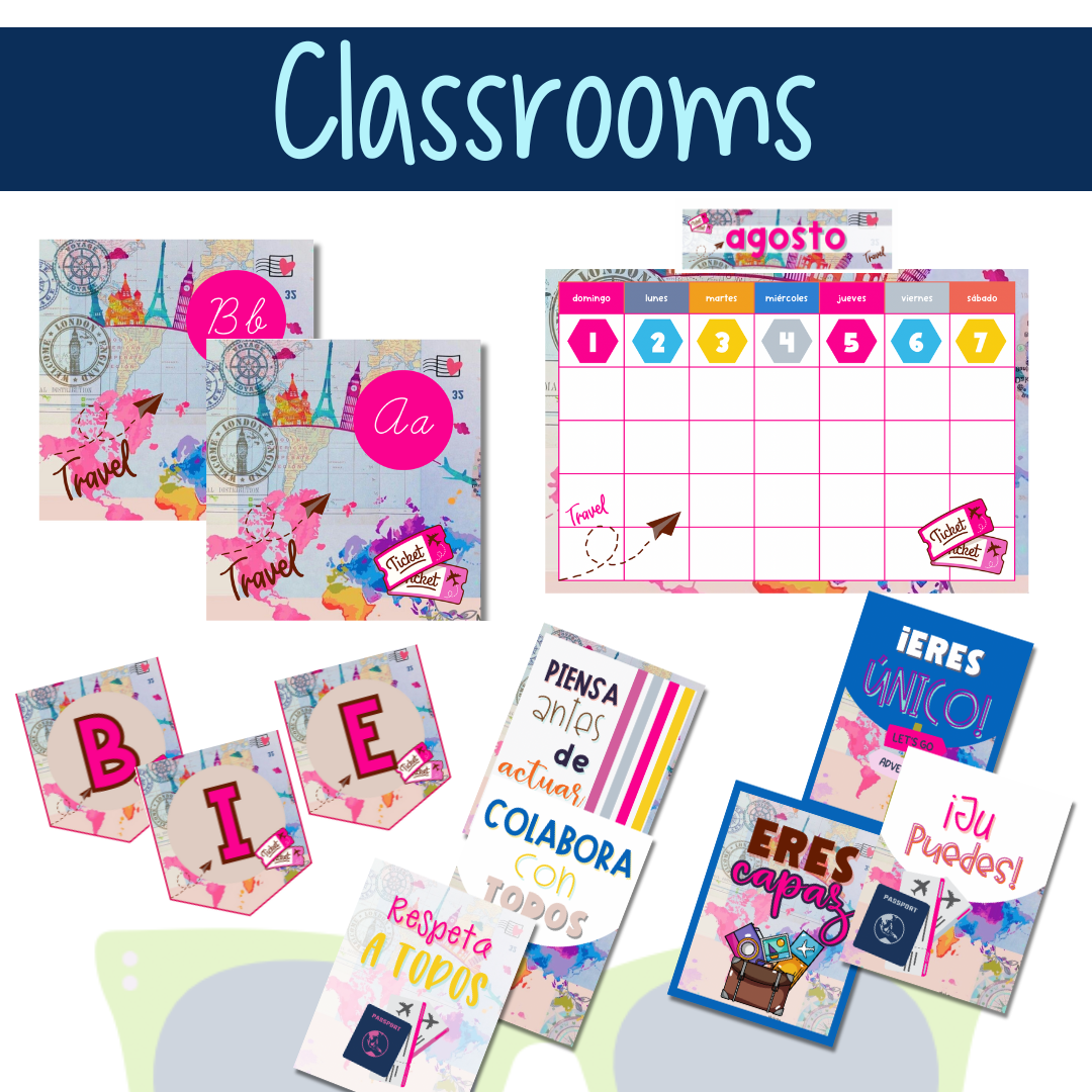 Travel Digital Classroom Decor
