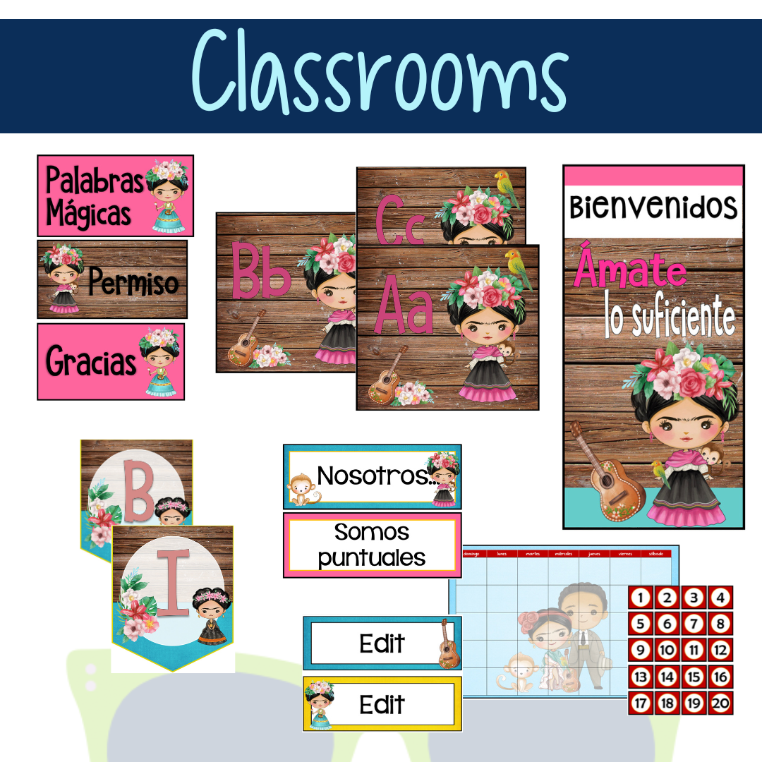 Frida Kahlo Digital Classroom Decor