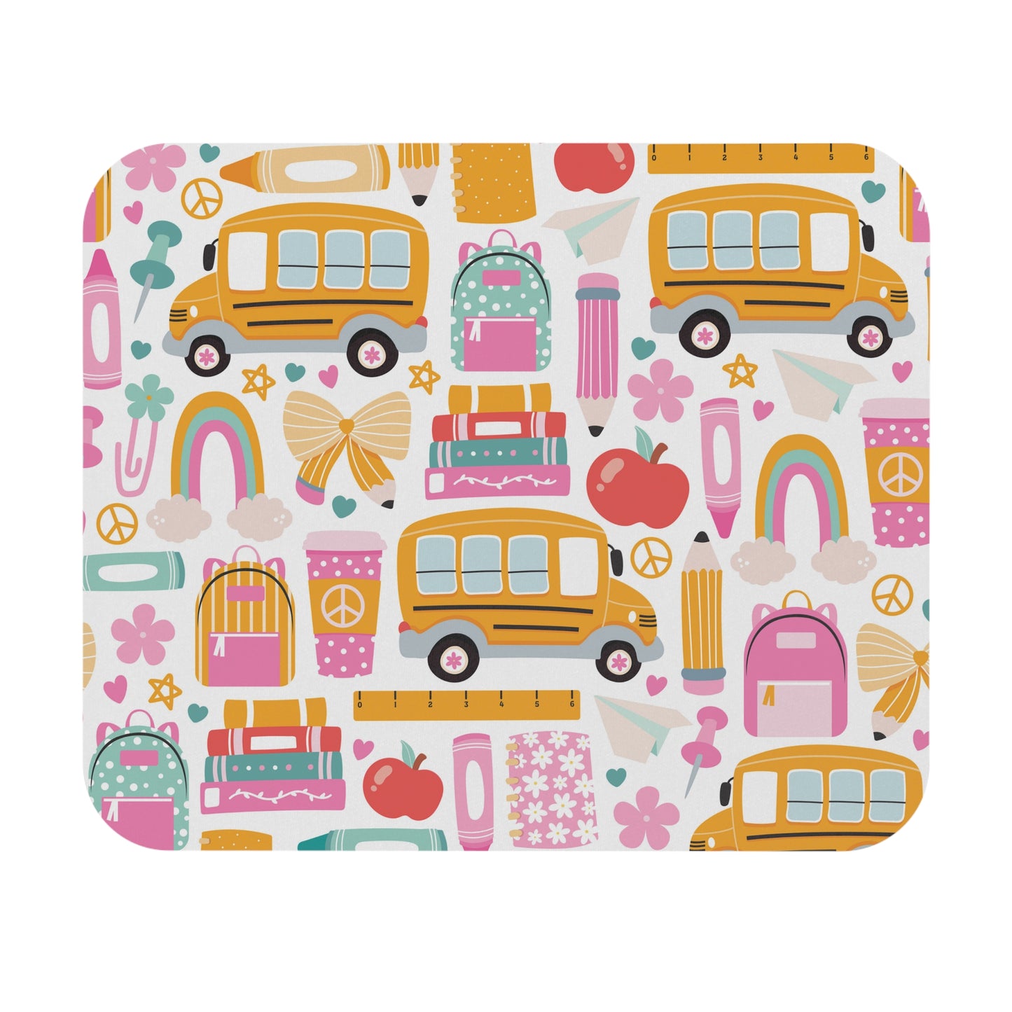 School Bus Pattern Mouse Pad | Back to School, Cute Stationery Icons
