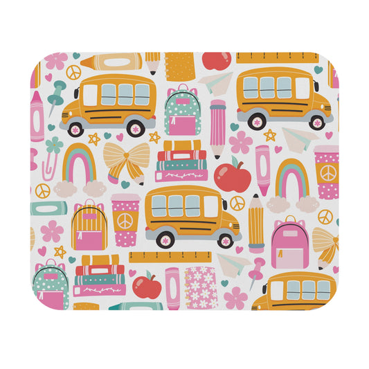 School Bus Pattern Mouse Pad | Back to School, Cute Stationery Icons