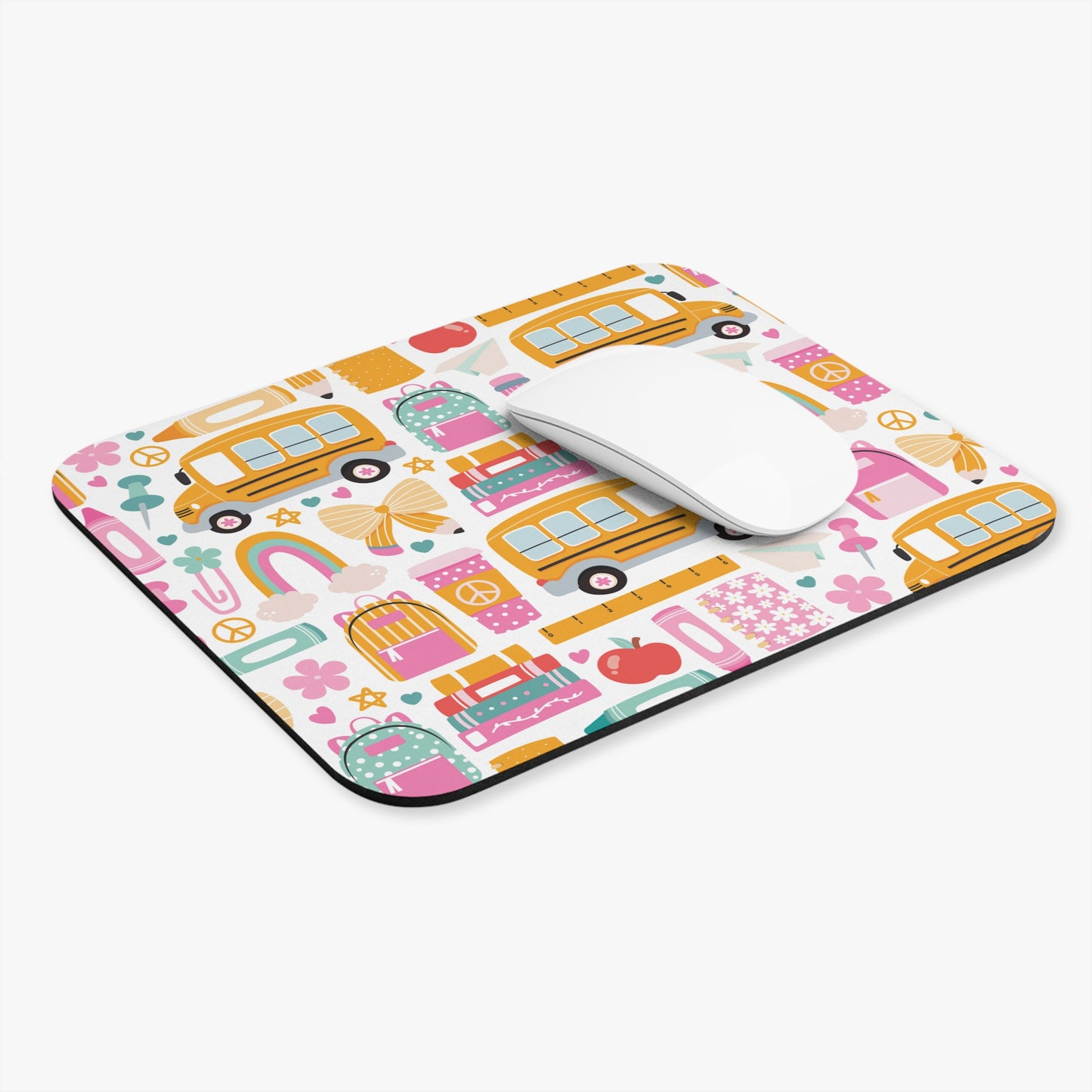 School Bus Pattern Mouse Pad | Back to School, Cute Stationery Icons